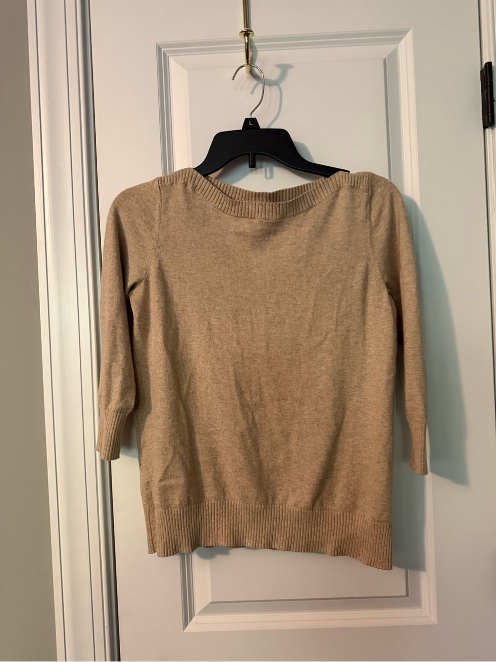 LOFT Outlet Tan Boatneck Knit Sweater